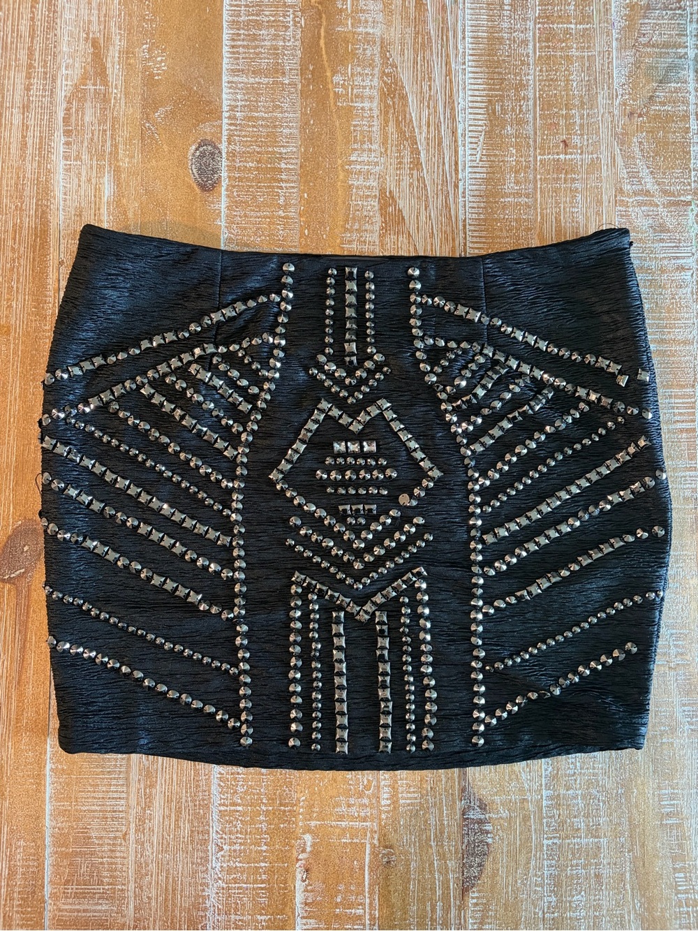 GUESS Y2K Black Studded Mini Skirt Size 4 Rockstar Indie Sleaze Bodycon